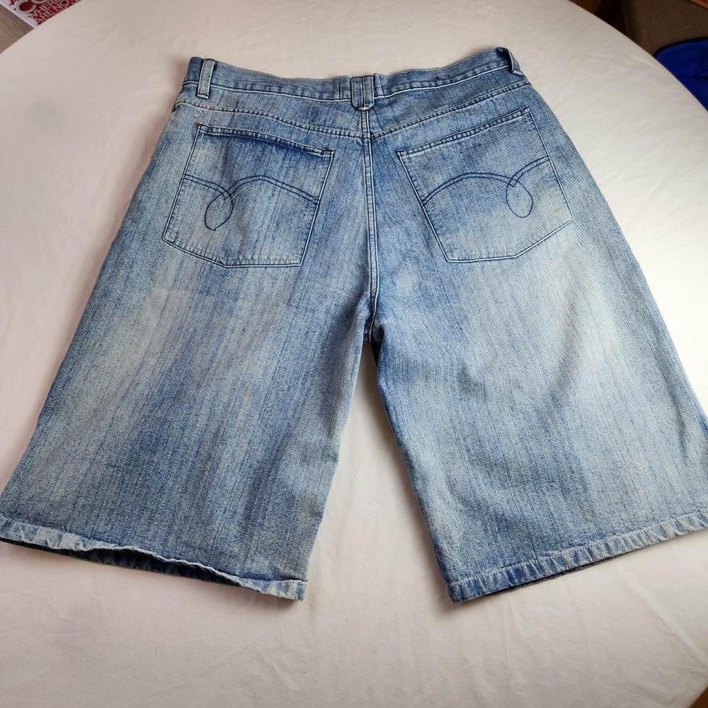 Trust Mens Blue Denim Jeans Shorts Jorts Faded Baggy Skater Y2K Size 40